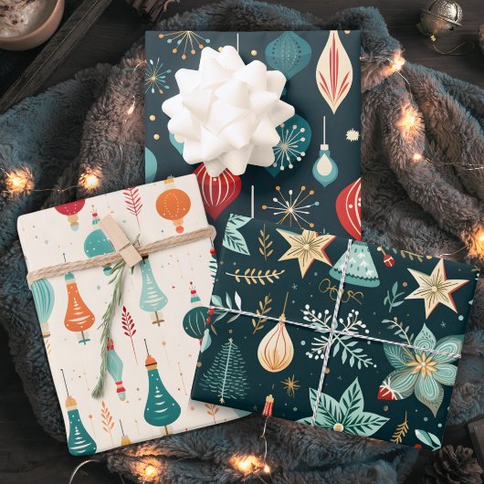 Retro Kerstversiering Vakantie Inpakpapier Vel