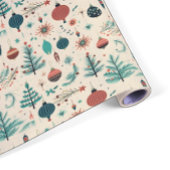 Retro kerstversieringen | Bomen Patroon Cadeaupapier