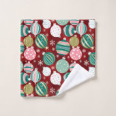 Retro Kerstversieringen en Sneeuwvlokken Bad Handdoek (Wasdoekje)