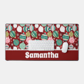 Retro Kerstversieringen en Sneeuwvlokken Bureaumat (Keyboard & Muis)