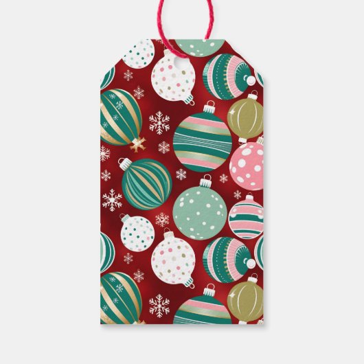  Retro Kerstversieringen en Sneeuwvlokken Cadeaulabel (Achterkant)