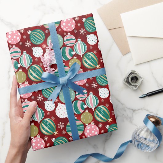  Retro Kerstversieringen en Sneeuwvlokken Cadeaupapier (Geschenken)