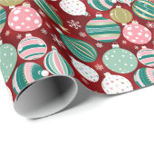  Retro Kerstversieringen en Sneeuwvlokken Cadeaupapier (Rol Hoek)