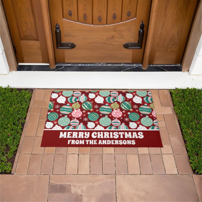  Retro Kerstversieringen en Sneeuwvlokken Deurmat (Buiten)