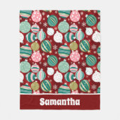 Retro Kerstversieringen en Sneeuwvlokken Fleece Deken (Voorkant)