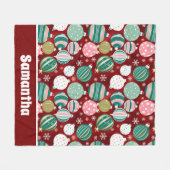 Retro Kerstversieringen en Sneeuwvlokken Fleece Deken (Voorkant (Horizontaal))