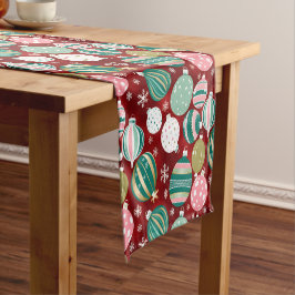  Retro Kerstversieringen en Sneeuwvlokken Korte Tafelloper