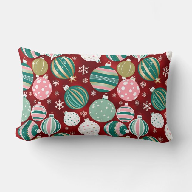  Retro Kerstversieringen en Sneeuwvlokken Kussen (Voorkant)