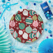 Retro Kerstversieringen en Sneeuwvlokken Papieren Bordje (Feest)