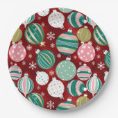 Retro Kerstversieringen en Sneeuwvlokken Papieren Bordje (Voorkant)