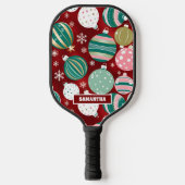 Retro Kerstversieringen en Sneeuwvlokken Pickleball Paddle (Voorkant)