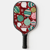 Retro Kerstversieringen en Sneeuwvlokken Pickleball Paddle (Achterkant)