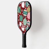 Retro Kerstversieringen en Sneeuwvlokken Pickleball Paddle (Links)