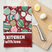 Retro Kerstversieringen en Sneeuwvlokken Theedoek (Quarter Fold)