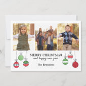 Retro kerstversieringen feestdagenkaart (Voorkant)