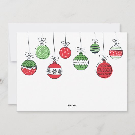 Retro kerstversieringen feestdagenkaart (Achterkant)