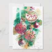 Retro kerstversieringen feestdagenkaart (Voorkant)