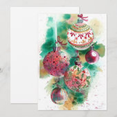 Retro kerstversieringen feestdagenkaart (Voorkant / Achterkant)