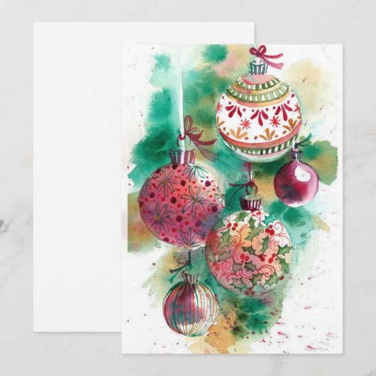 Retro kerstversieringen feestdagenkaart (Voorkant / Achterkant)