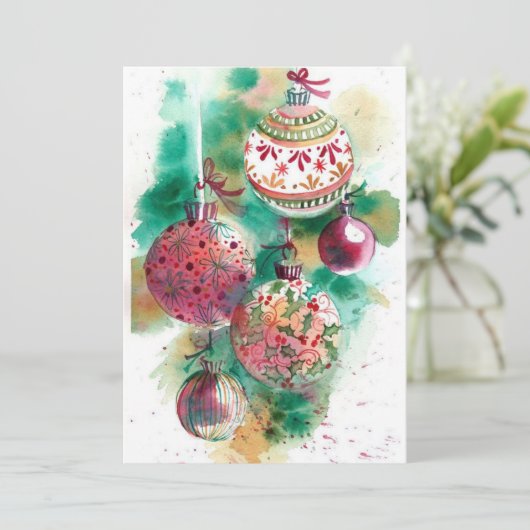 Retro kerstversieringen feestdagenkaart (Staand voorkant)