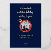 Retro kerstversieringen folie feestdagenkaart (Achterkant)