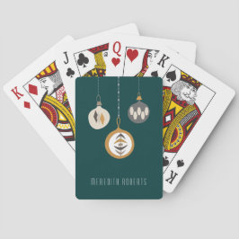 Retro kerstversieringen gepersonaliseerd groen pokerkaarten