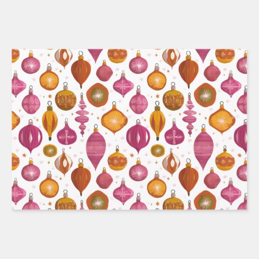 Retro kerstversieringen inpakpapier vel (Voorkant)