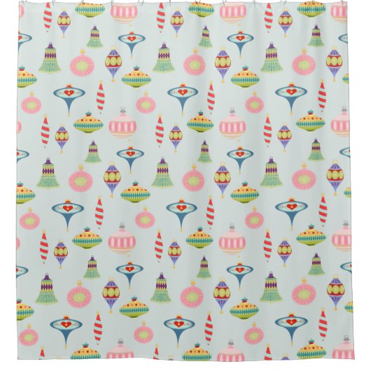 Retro kerstversieringen | Moderne middenstand Douchegordijn (Voorkant)