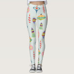 Retro kerstversieringen | Moderne middenstand Leggings<br><div class="desc">Atomic Era Retro Ornamenten | Moderne middeneeuwen . kerstversiering met pastel, herhalend patroon</div>