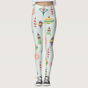 Retro kerstversieringen   Moderne middenstand Leggings