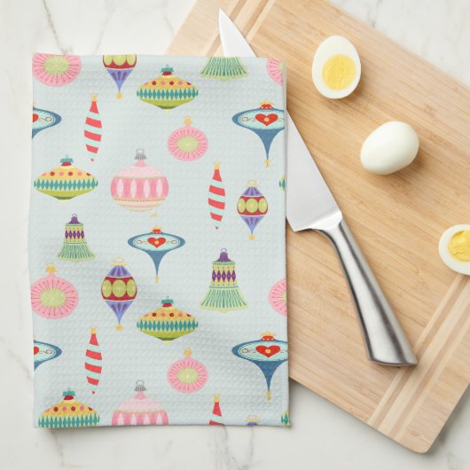 Retro kerstversieringen | Moderne middenstand Theedoek (Quarter Fold)