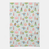 Retro kerstversieringen | Moderne middenstand Theedoek (Verticaal)