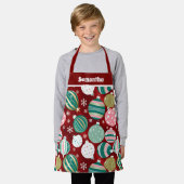 Retro Kerstversieringen Sneeuwvlokken Kinder Schort (Gedragen)