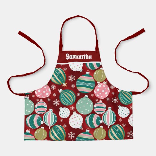  Retro Kerstversieringen Sneeuwvlokken Kinder Schort (Voorkant)