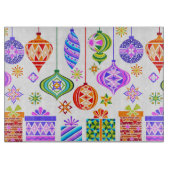 Retro kerstversieringen snijplank (Voorkant)