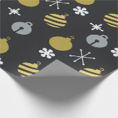 Retro Kerstversieringen Zwart Goud Cadeaupapier (Hoek)