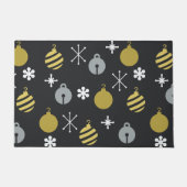 Retro Kerstversieringen Zwart Goud Deurmat (Voorkant)