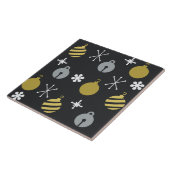Retro Kerstversieringen Zwart Goud Tegeltje (Zijkant)