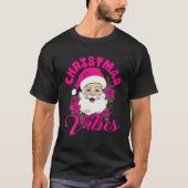 Retro Kerstvibes Roze Kerstman Grappige Kerstmis T-shirt (Voorkant)