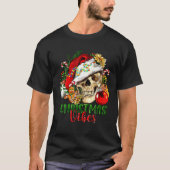 Retro Kerstvibes Skelet Schedel Santa Hoed Xma T-shirt (Voorkant)