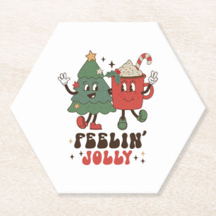 Retro Kerstvibes Vintage Kerstmis 2023 Kartonnen Onderzetters
