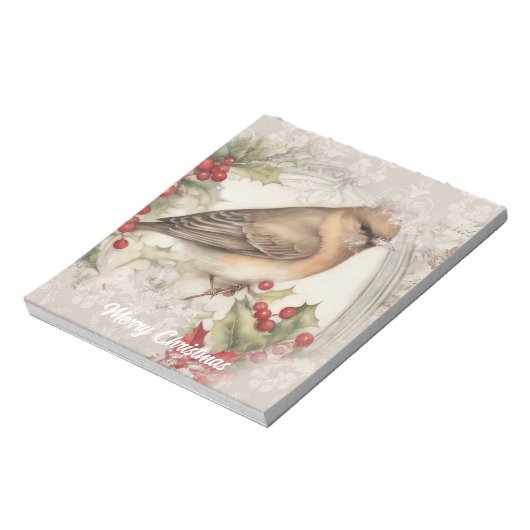 Retro kerstvogel notitieblok (Linkerzijde)