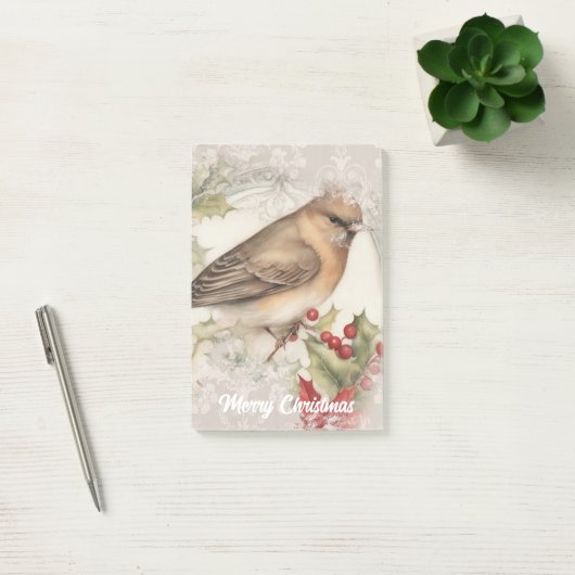 Retro kerstvogel post-it® notes (Kantoor)