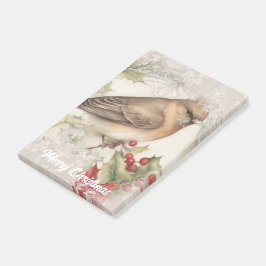 Retro kerstvogel post-it® notes (Schuin)