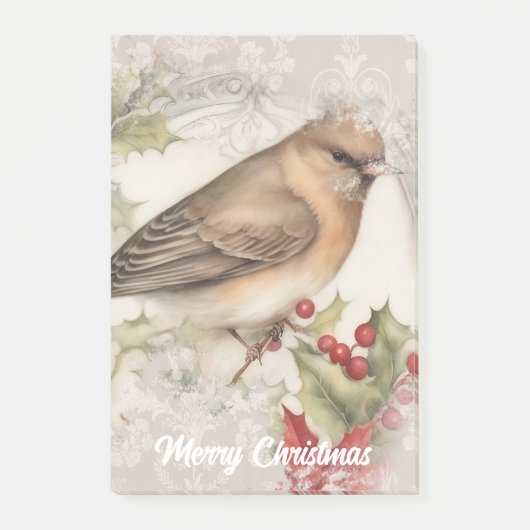 Retro kerstvogel post-it® notes (Voorkant)