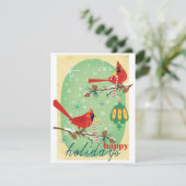 retro kerstvogels feestdagenkaart (Staand voorkant)