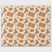 Retro Kerstvreugde Cadeaupapier (Vlak)