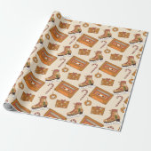 Retro Kerstvreugde Cadeaupapier (Uitgerold)