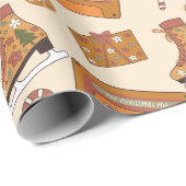 Retro Kerstvreugde Cadeaupapier (Rol Hoek)