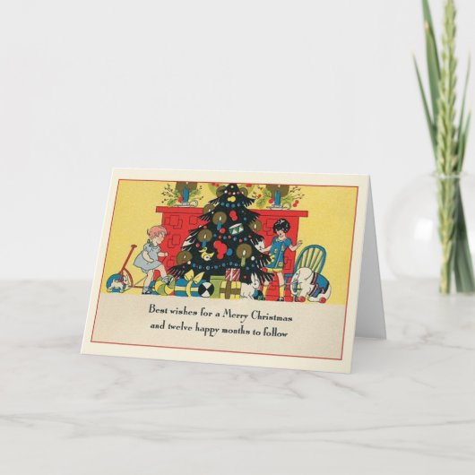 Retro-kerstWenskaart Feestdagen Kaart (Voorkant)